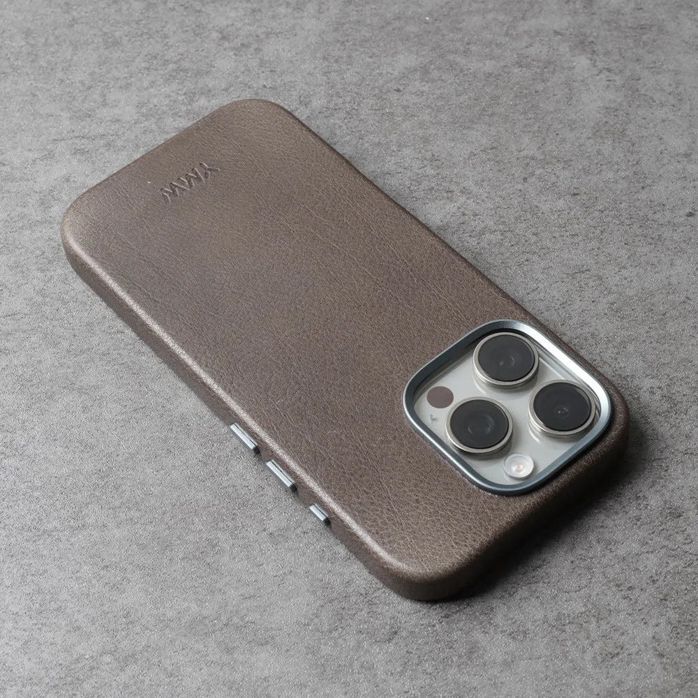 YMW Magnetic Genuine Leather Case for iPhone 16 Pro Max 15 14 Personality Cowhide Magnetic Phone Cover - Caseverse