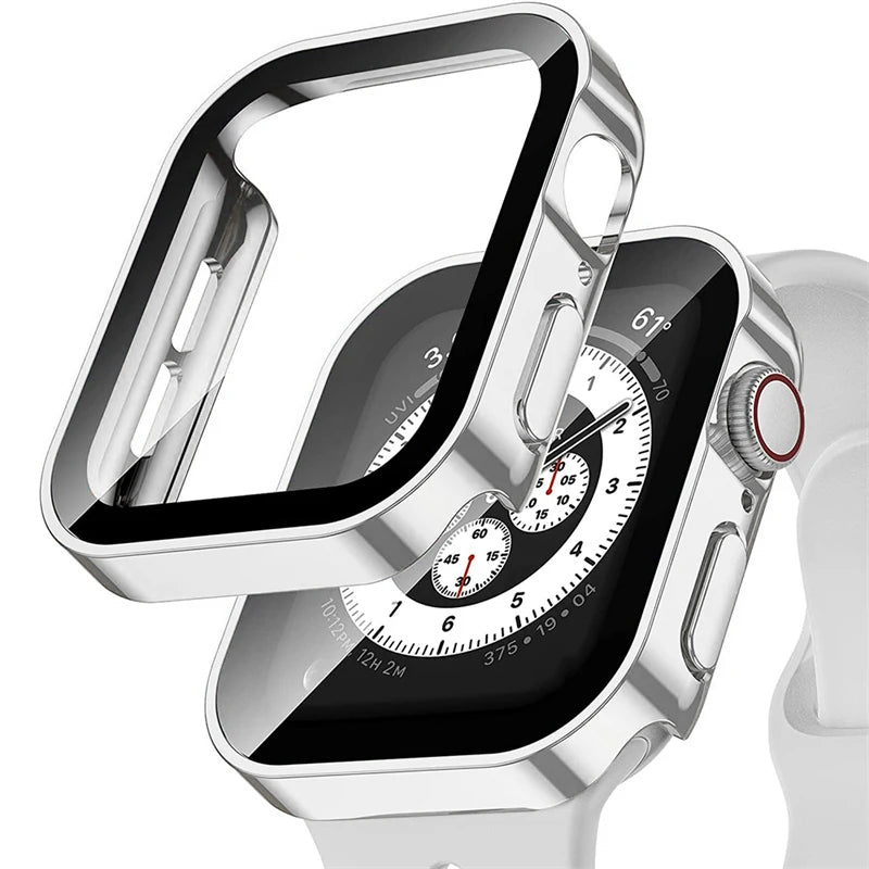 Electroplating Waterproof Case for Apple Watch Cover 41mm 40mm 45mm 44mm Screen Protector Glass Bumper iWatch 4 5 6 SE 7 8 9
