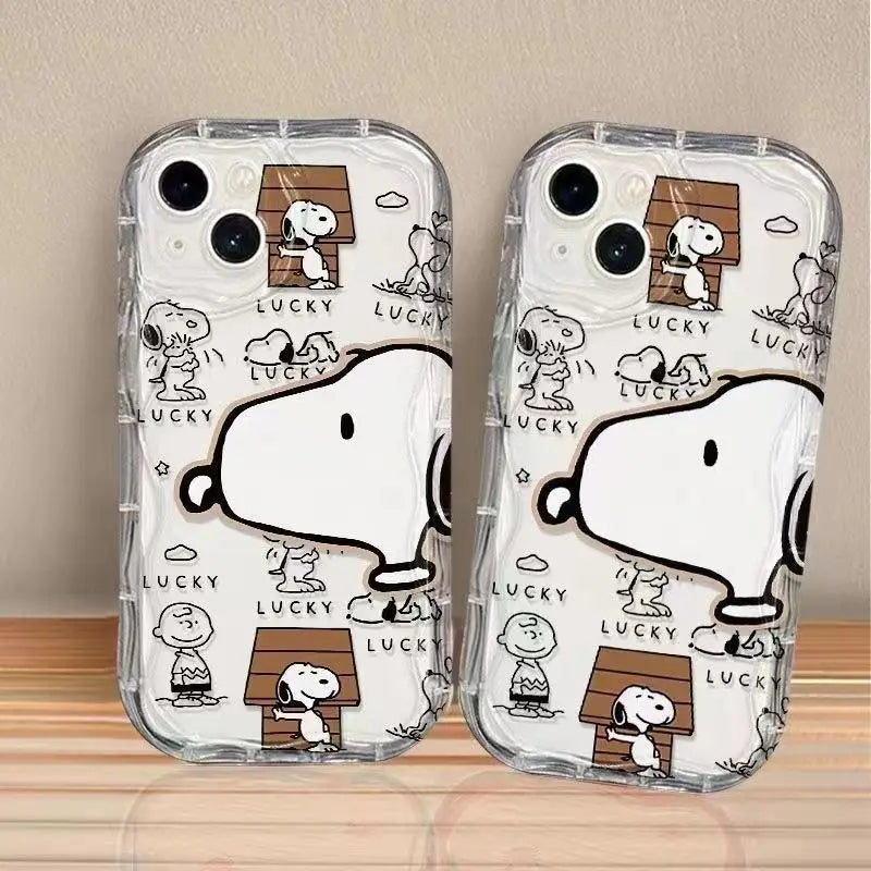 For iPhone 13 12 mini 11 14 15 Pro Max 7 8 Plus X XR XS SE 2020 Lucky Snoopy Phone Case Transparent Cover - Caseverse