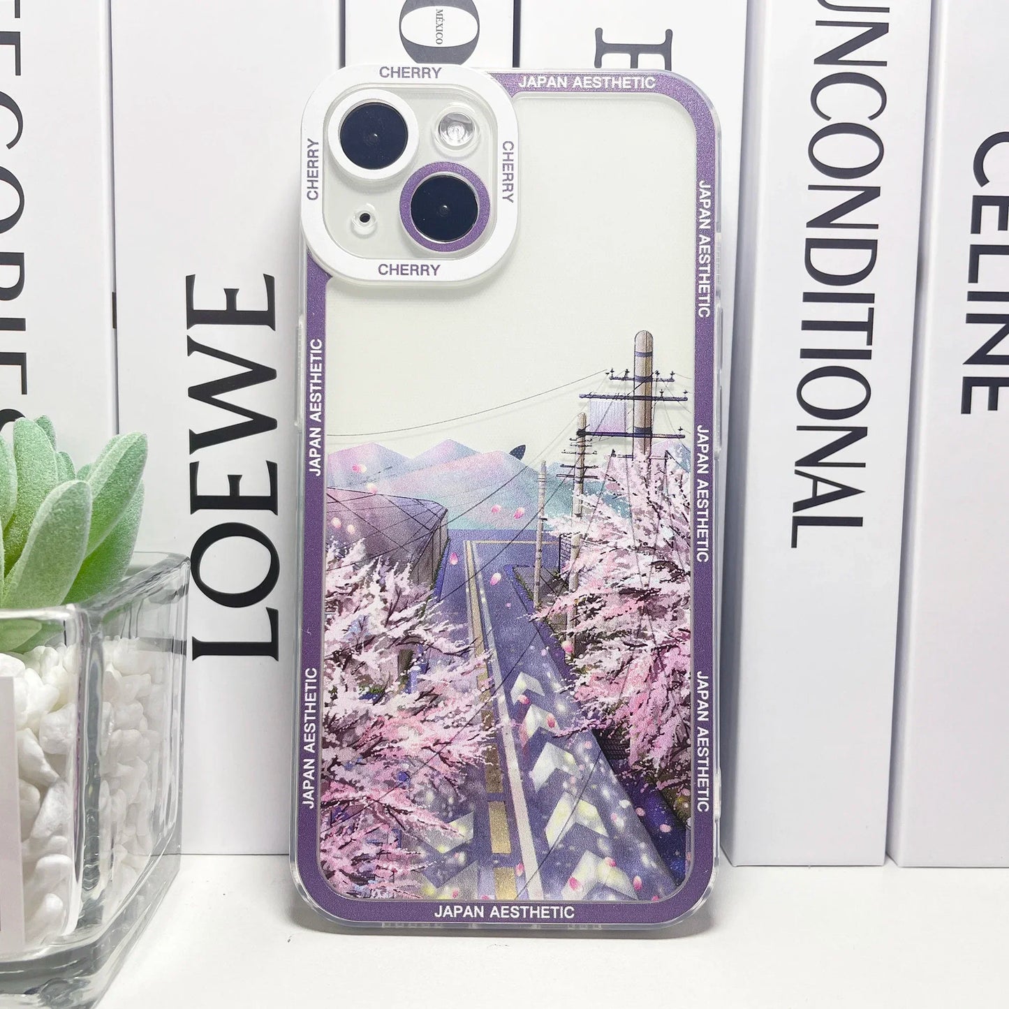 Japanese Anime Aesthetic Cherry Blossoms Silicone Phone Case For iPhone 16 15 14 13 12 11 Pro Max Min Plus Soft Cover - Caseverse