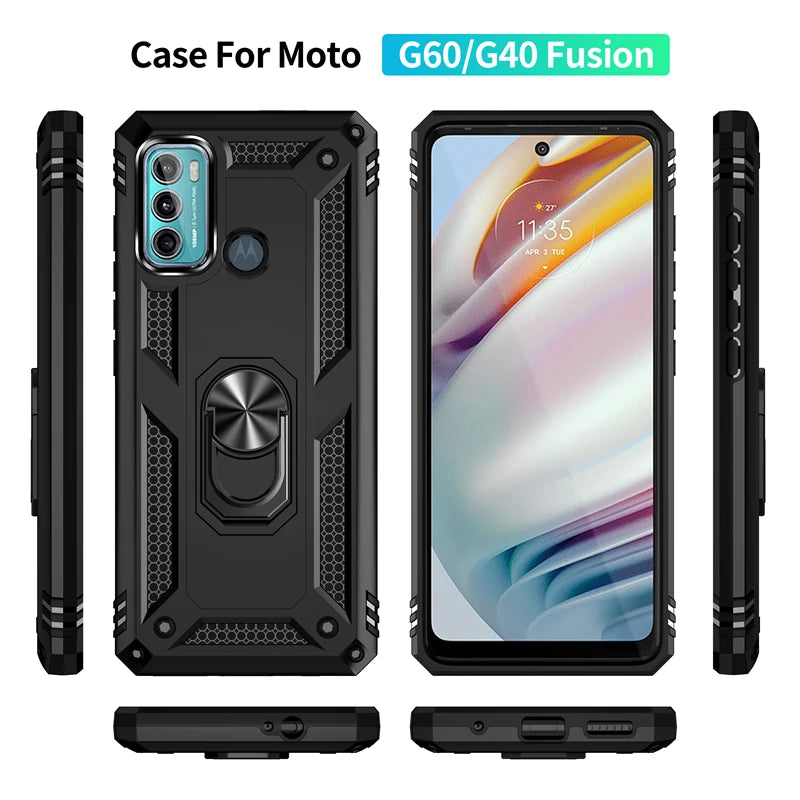 For Motorola Moto G40 Fusion Case Rugged Armor Shockproof Phone Case For Moto G31 G41 G51 G71 5G Magnetic Ring Holder Back Cover - Caseverse