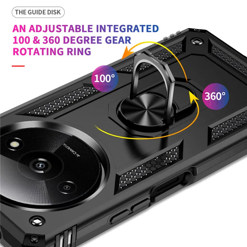 For Xiaomi Redmi A3 4G Case Rugged Armor Phone Case For Redmi A3 A 3 RedmiA3 4G Magnetic Ring Holder Shockproof Cover - Caseverse