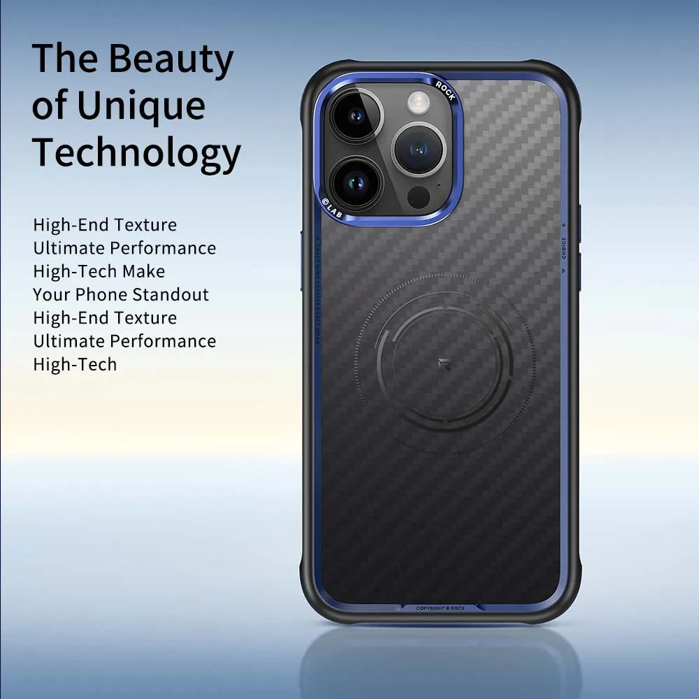 ROCK Kevlar Magnetic Case for iPhone 15 Pro Max Metal Lens Military Grade Shockproof Cover for iPhone 15 Compatible with MagSafe - Caseverse