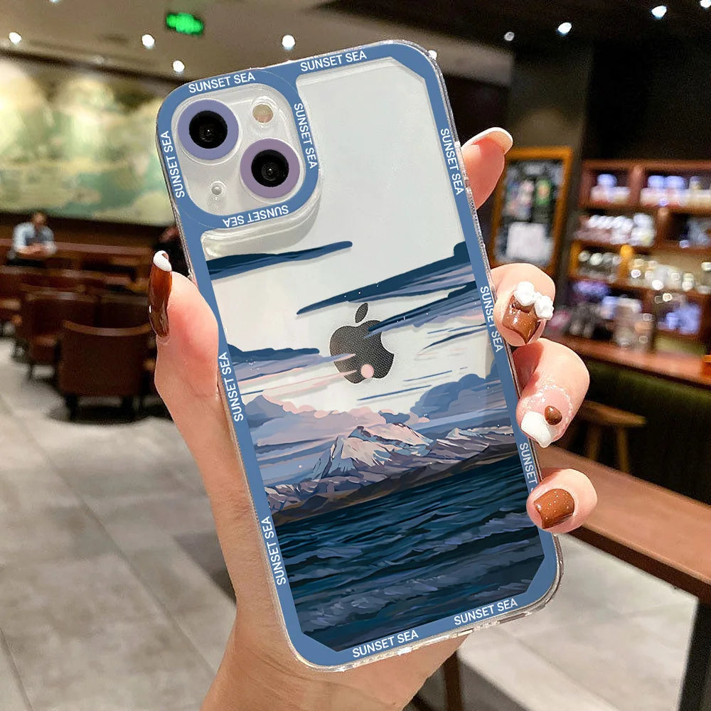 Scenery Sunset Phone Case For IPhone 11 14 12 13 Pro Max iphone11 14promax XR XS Max X 7 8 Plus SE 2020 Shockproof Clear Cover - Caseverse