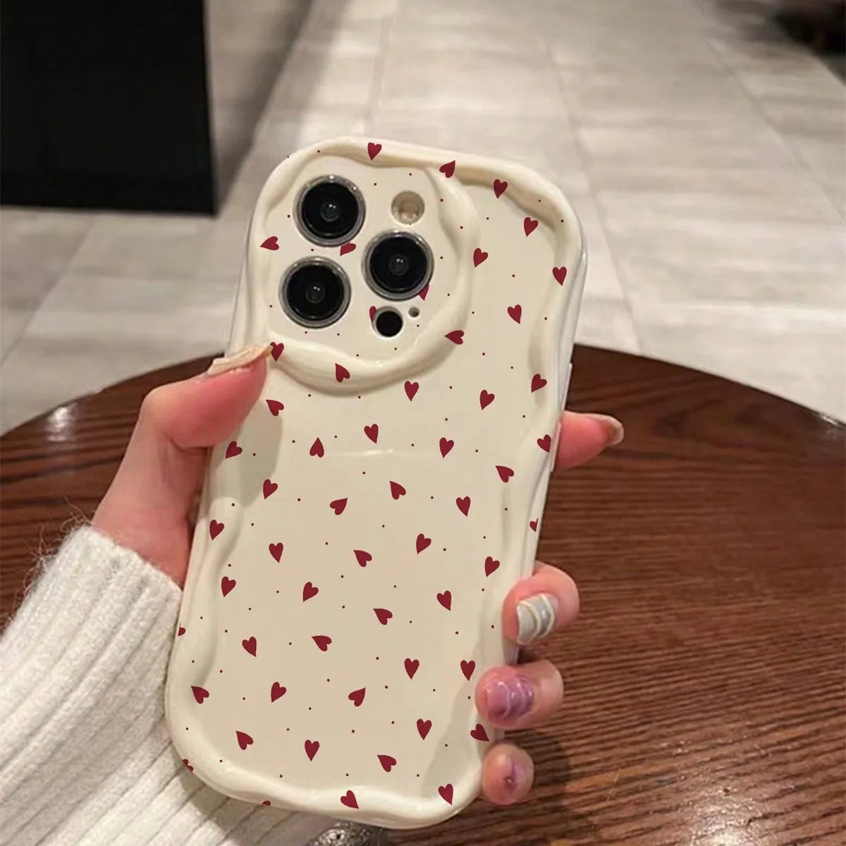 Gradient Love Heart Wavy Phone Case For IPhone 16 15 Pro Max 14 11 13 12 Mini XR 8 7 Plus X XS SE 2022 Clear Soft Silicone Cover Caseverse