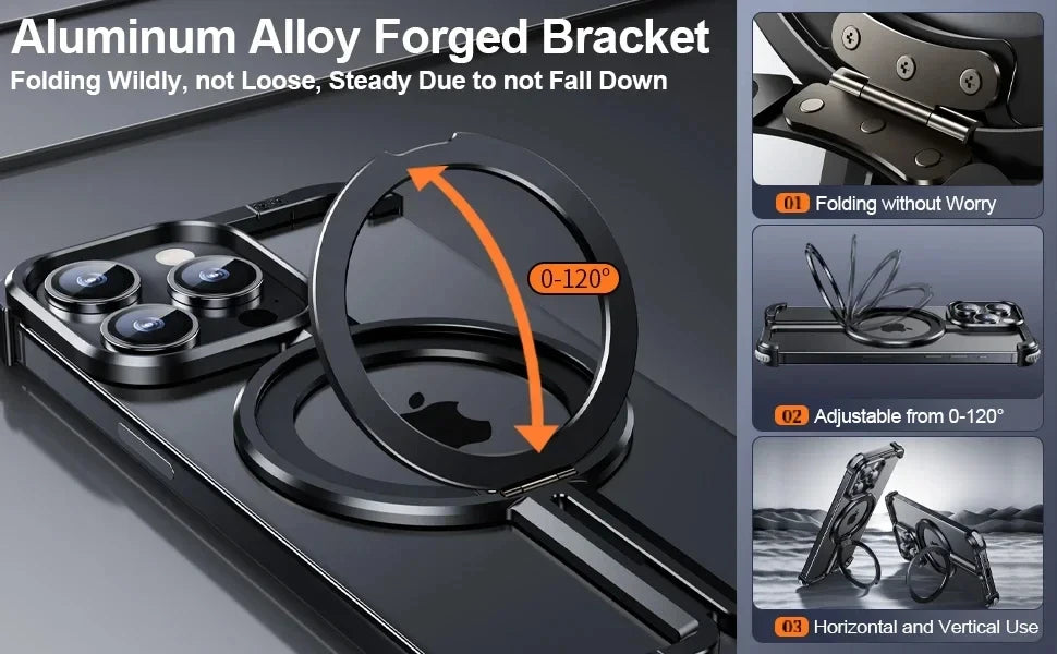 Metal Frame Magsafe Phone Case for iPhone 16 15 14 13 Pro Max Wireless Charging Aluminum Alloy Frameless Holder Shockproof Cover Caseverse