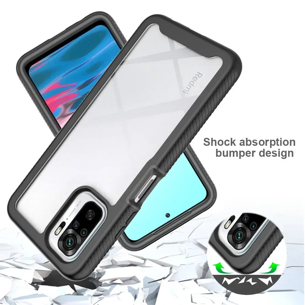 Hybrid TPU/PC Case for Xiaomi Poco M5s Built-in Screen Protector 360 Degree Shockproof Crystal Clear Cover for Xiaomi Poco M5 S - Caseverse