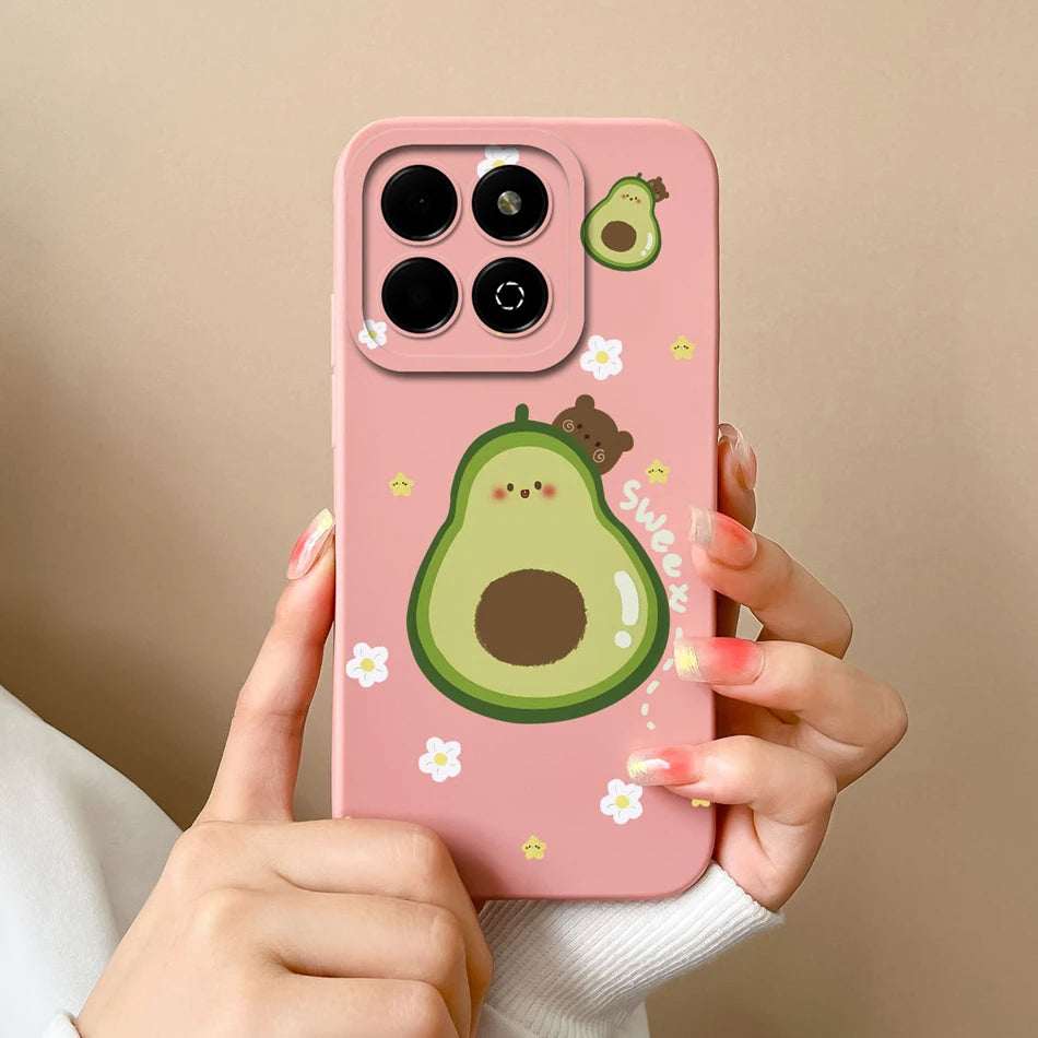 Case For Honor X6B Phone Back Cover Cute Avocado Soft Comfortable Liquid Silicone Camera Protection Anti Drop Bumper Capa Funda - Caseverse
