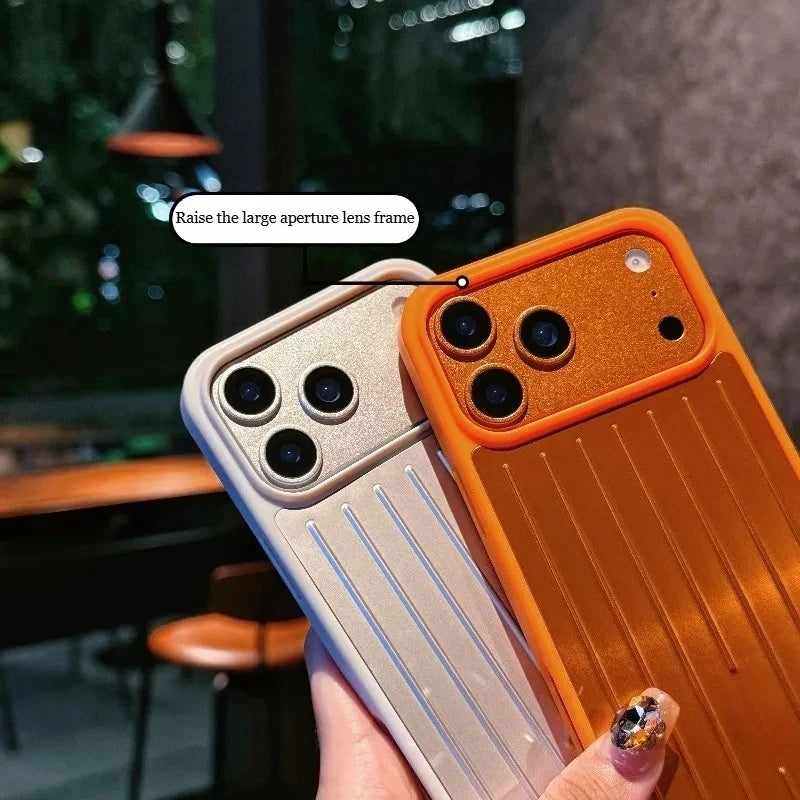 Classic 3D Corrugated Stripe Stylish Business Luggage Phone Case For IPhone 17 Pro Max Cover Hard Shockproof Bumper Luxury Funda