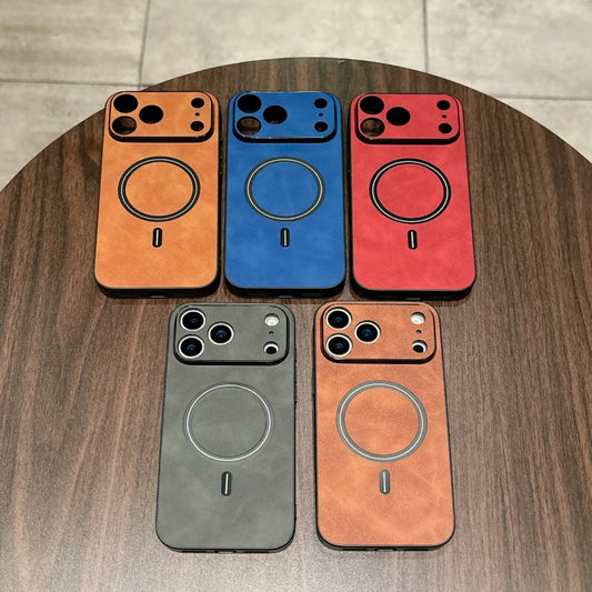 Magnetic Leather Case for iPhone 17 Pro Max 17 Air 17Pro Cover Magnet for Mag-safe Anti-knock All-round Camera Protector Shell