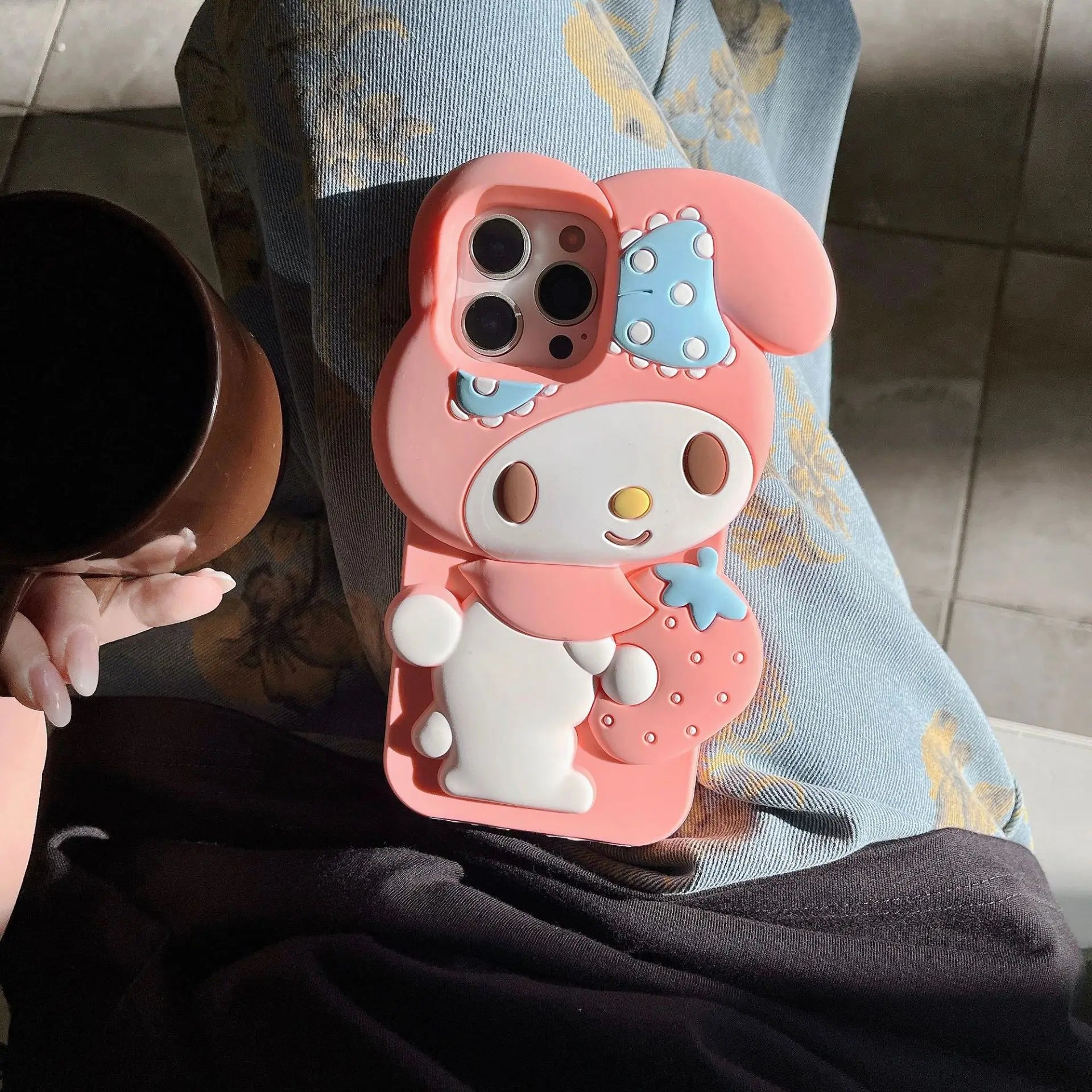 3D Kawaii Cute Cartoon Japan Sanrio Melody Phone Case For iPhone 16 15 Pro 14 13 12 Pro Max Cases Shockproof Soft Silicone Cover - Caseverse