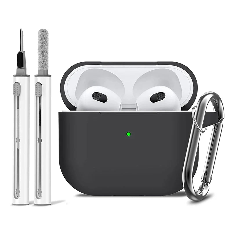 3rd Gen Earphone Case For AirPods 3 Earphone Protective Case With Hook Hole Silicone Cover Earbuds Ear Pads With Cleaner Kit Caseverse