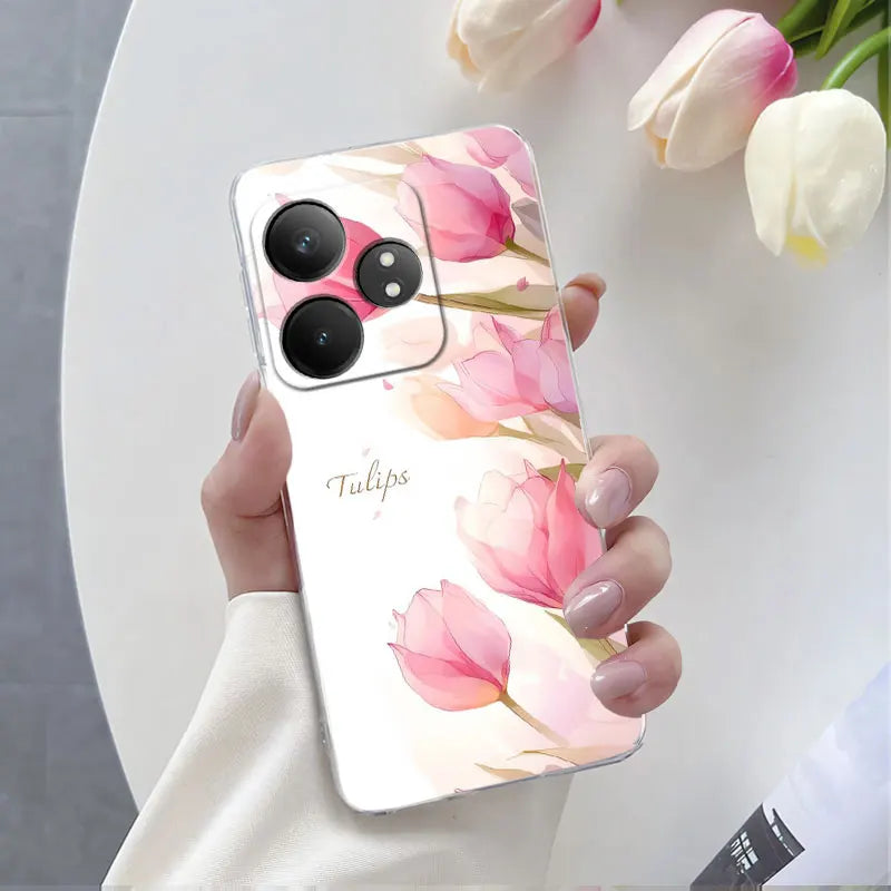 For Realme GT Neo 6 SE Neo6 6T Case Luxury Phone Case For Realme GT Neo6 SE Marble Flower Clear Soft Silicone Protective Cover - Caseverse