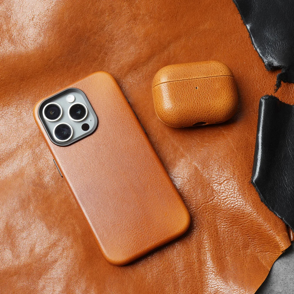 YMW Magnetic Genuine Leather Case for iPhone 16 Pro Max 15 14 Personality Cowhide Magnetic Phone Cover - Caseverse