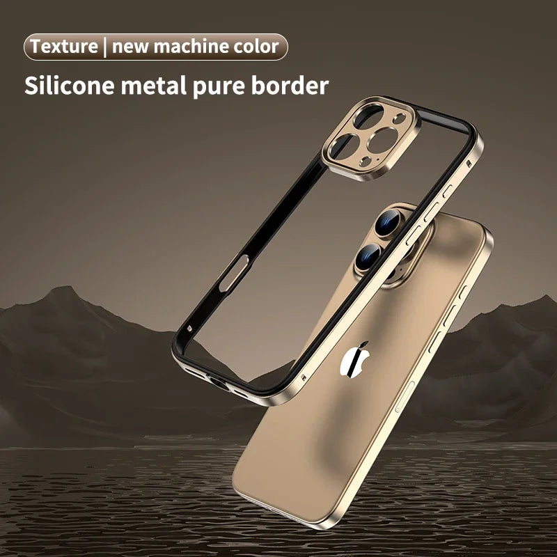 Camera Protection + Hybrid Silicone Frame Aluminum Metal Phone Case For iPhone 16 15 14 13 Pro Max Better Heat Bumper Caseverse