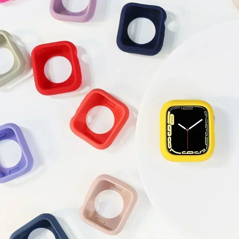 Candy Soft Silicone Case for Apple Watch Cover 9 8 7 6 Se 5 45mm 42mm 38 Protection Iwatch Serie 44mm 40mm 41mm Bumper for women