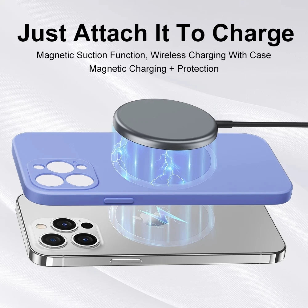 Original Magnetic Liquid Silicone Phone Cases For iPhone 16 15 14 13 12 11 Pro Max Magsafe Case Wireless Charge Shockproof Cover Caseverse