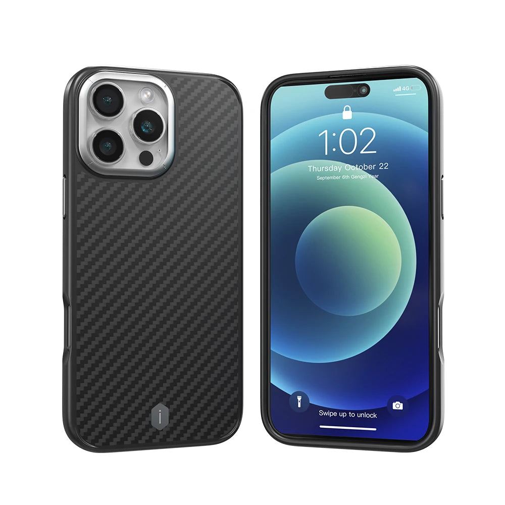 WiWU Kevlar Mobile Phone Case for iPhone 16 Pro Max TPU Frame Anti-fingerprint Case for iPhone 16 Pro N52 Magnetic Attached - Caseverse