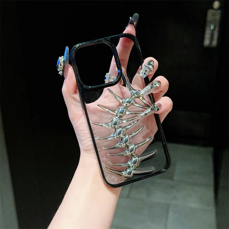 Unique design sense, three-dimensional drip glue fish bone Phone Case For iPhone 11 12 13 14 15 16 pro max Caseverse