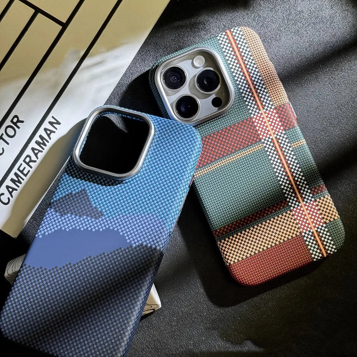 Magnetic Kevlar Carbon Fiber Pattern For iPhone 16Pro 15 Pro Max 14 13 12 Pro Plaid Personalized Phone Case For 12 13 14 Pro Max Caseverse