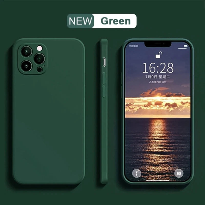 Luxury Liquid Silicone Shockproof Case for iPhone 14 15 Plus X XS XR Max Mini Back Soft Cover - Caseverse