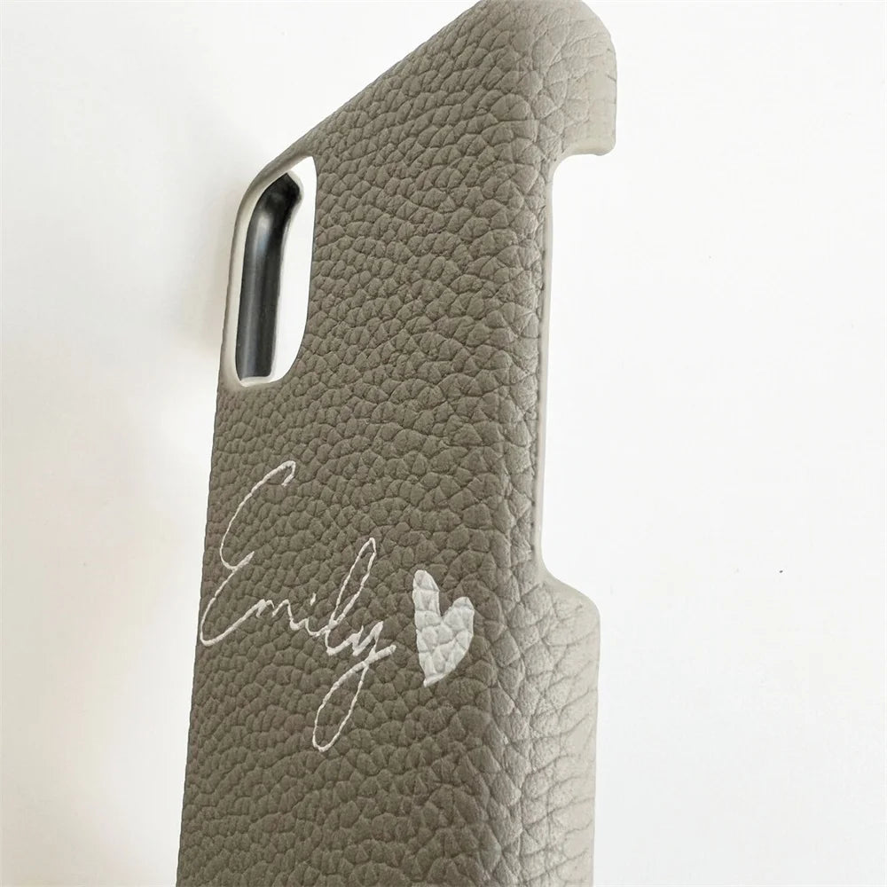 Personalized iPhone Case Monogram Initial Letter Leather Case For iPhone 15 14 13 12 11 Pro Max XS XR 7 8Plus Luxury Phone Cover Caseverse