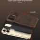 Retro Cowhide Phone Case for iPhone 16 15 13 14 Pro Max 16Pro 14Pro 15Pro Luxury Crazy Horse Genuine PULL-UP Leather Back Cover Caseverse