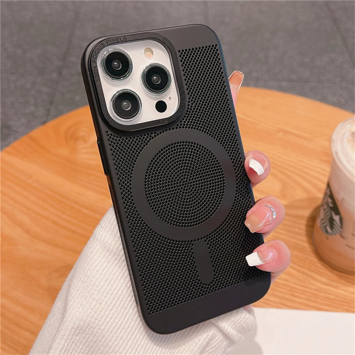 Ultra-thin Cooling Mesh Magnetic Matte Hard Steel Magnetic Shockproof Case for iPhone 15 13 12 14 11 Pro Max Caseverse