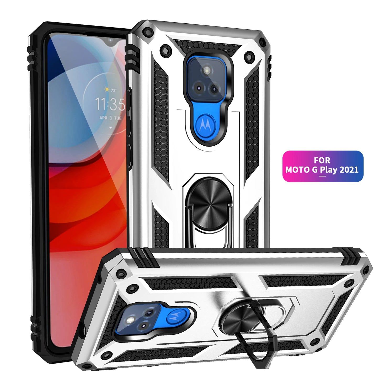 for Moto G Play Case for Phone Moto G Play 2021 Case Shockproof Armor Rugged Military Protective Car Holder Magnetic Cover