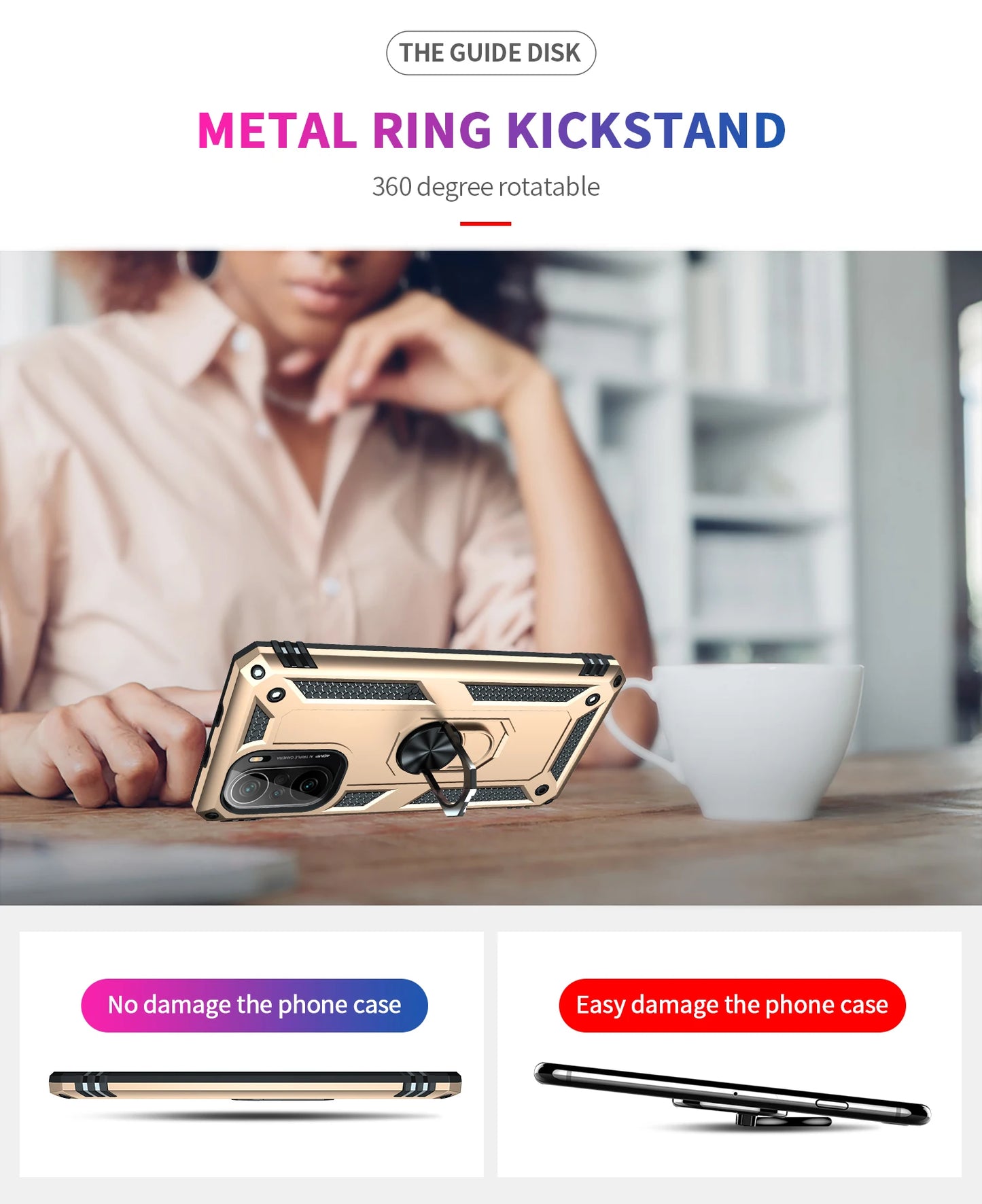 Cover Case for POCO F3 Armor Rugged Military Shockproof Ring Holder Magnet Phone Case for Xiaomi POCO F3 F 3 5G - Caseverse