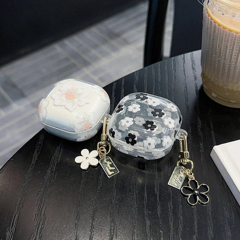 Fashion Flowers For Samsung Galaxy Buds Pro/Live/FE Soft TPU Anti-Fall Transparent Earphone Case For Galaxy Buds Pro 2 Cover