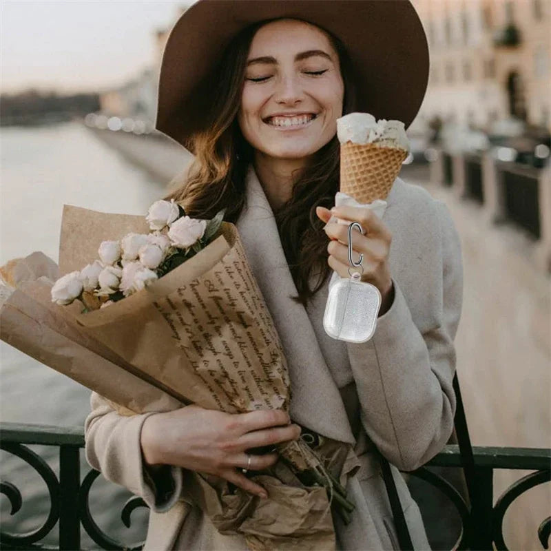 Bling Glitter Soft TPU Earphone Case for Airpods 4 2024 Pro 2 2nd Generation Air Pods 3 1 3rd Gen Cover with Keychain Accessory Caseverse