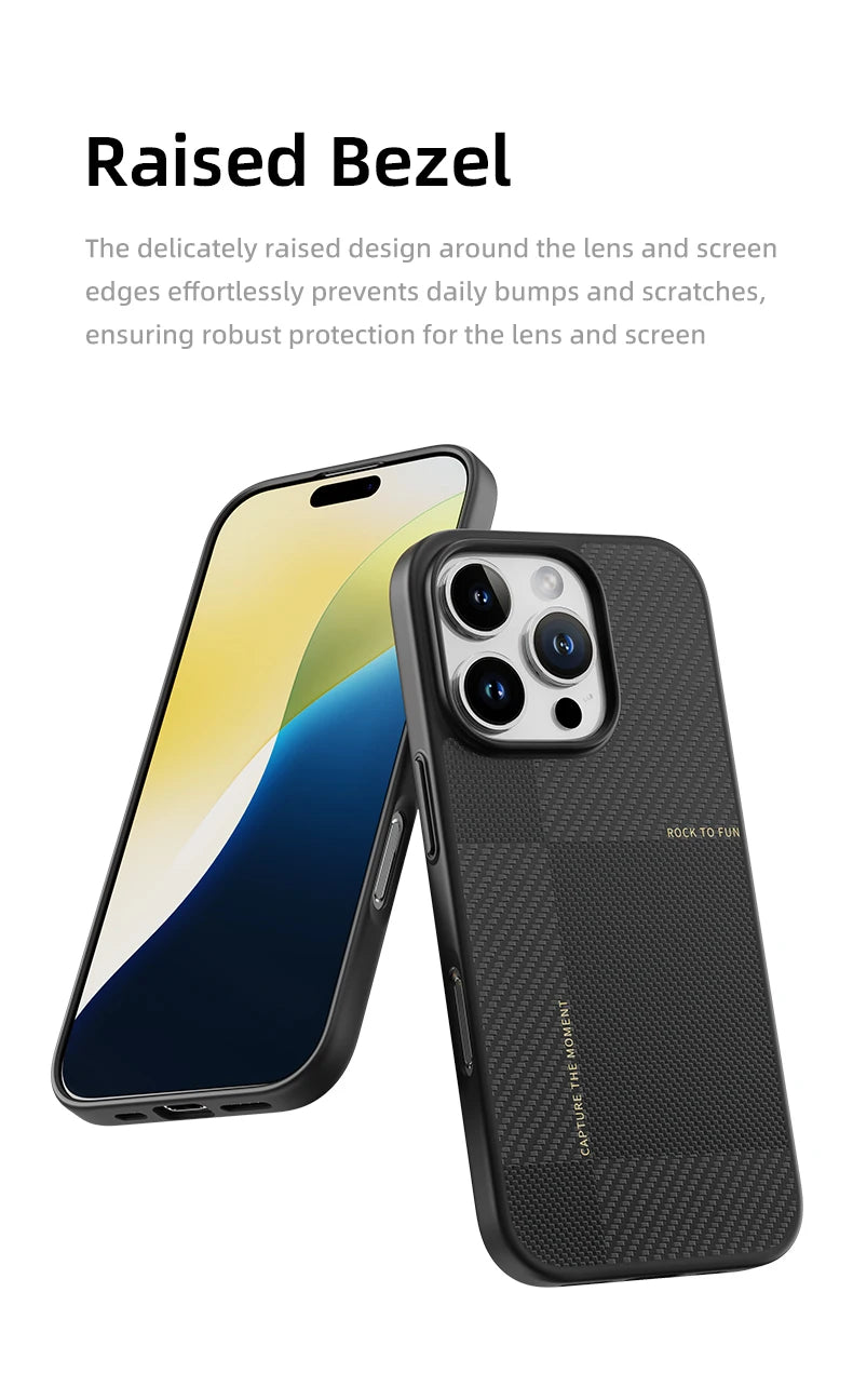 ROCK Aramid Fiber Magnetic Case for iPhone 16 Pro Max Military Grade Shockproof Cover for iPhone 16 Pro Compatible with MagSafe - Caseverse