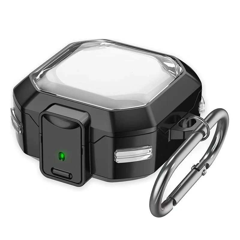 Security Lock Transparent Cover For Samsung Galaxy Buds 2 Pro Buds FE Live Buzz 2 Pro Case Shockproof Coque With Keychain Cases Caseverse