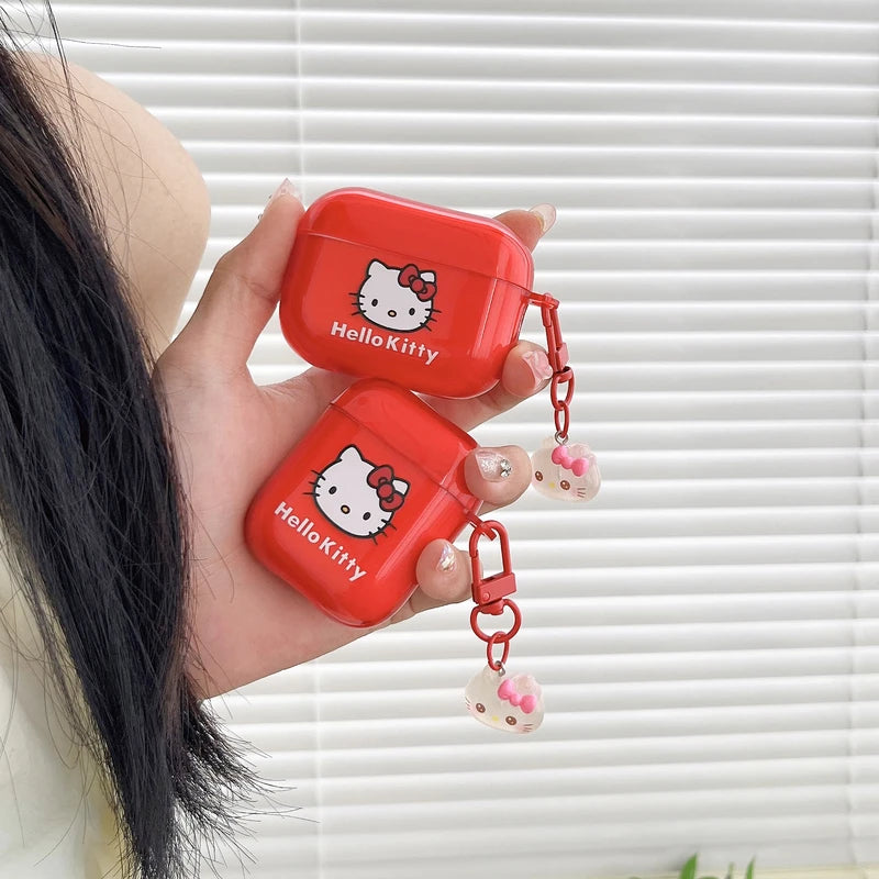 Cute Cartoon Sanrio Hello Kitty  Earphone Case For AirPods 4 1 2 3 Pro 2021 Wireless Bluetooth Headset Soft TPU Protective Cover Caseverse