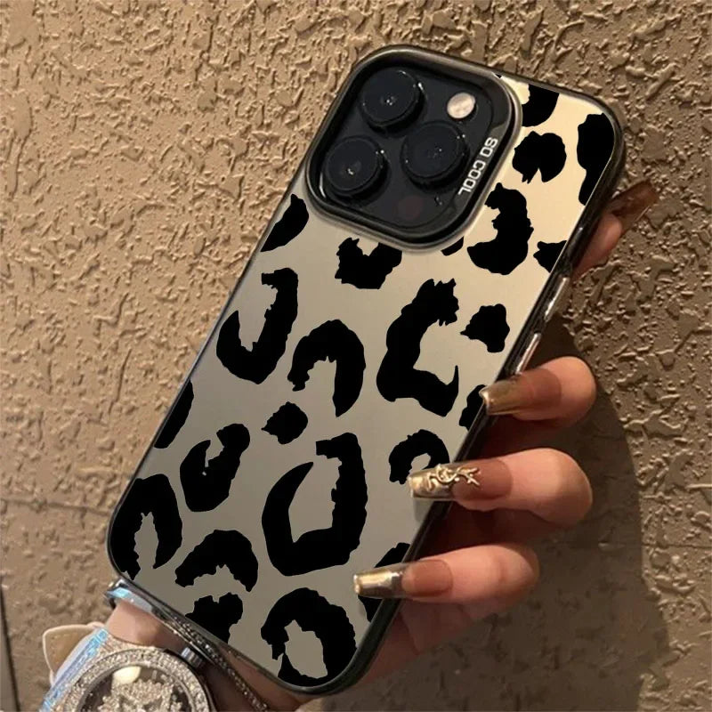 Leopard Print Electroplate Silver Phone Case for Xiaomi 14T Pro Cases Mi 13 12 11 Lite 14 13T 12T Poco M6 X5 X6 F5 F6 Pro Cover - Caseverse