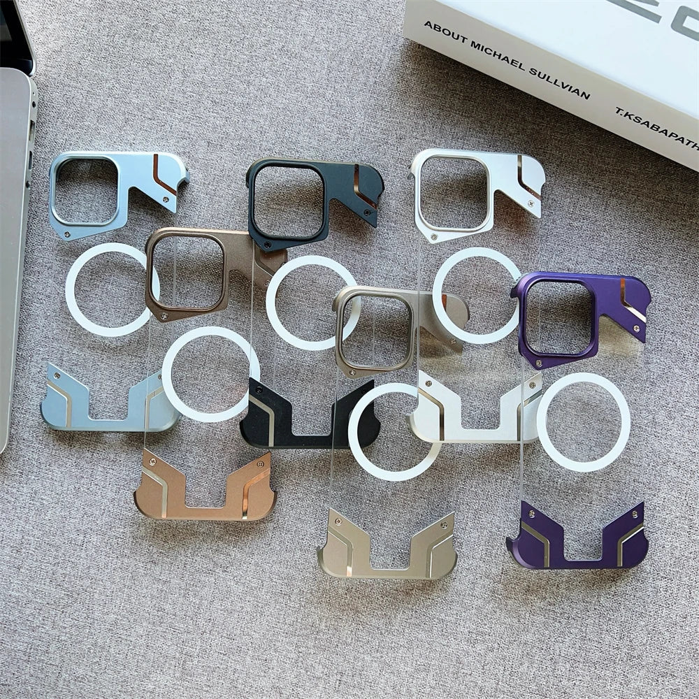 Magnetic Titanium Metal Transparent No Frame Phone Case For iPhone 16 Pro Max 16  Plus For Magsafe Aluminum Bumper Armor Cover Caseverse