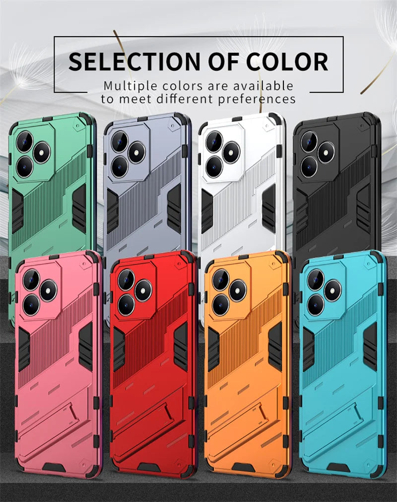 For Realmi C53 4G Case Shockproof Rugged Armor Phone Case For Realme C53 C 53 4G RMX3760 6.74" Magnetic Holder Stand Back Cover - Caseverse