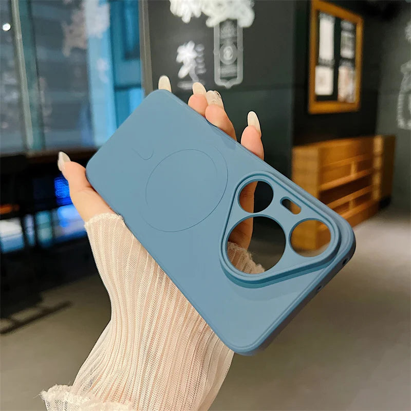 Silicone Magnetic Phone Case for Huawei Pura 70 Pro Plus Ultra Magsafe Wireless Charging Anti Drop Protective Cover Bumper - Caseverse