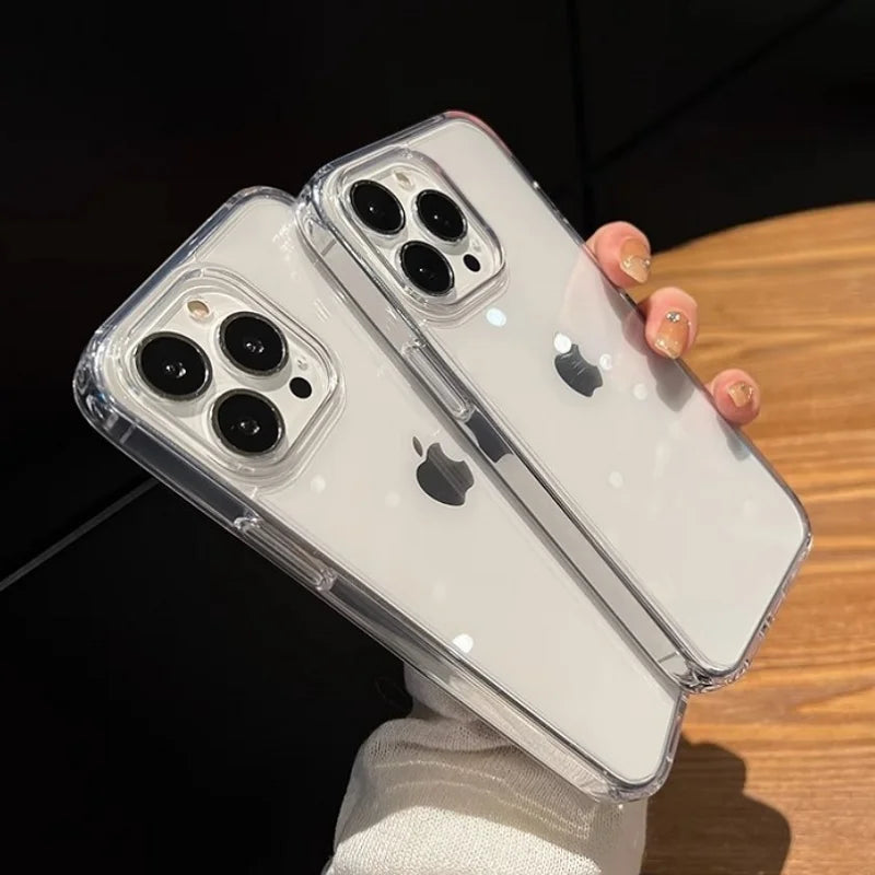 Luxury Transparent Soft Acrylic Phone Case For iPhone 16 15 14 13 12 11 Pro Max XS X XR 7 8 Plus Mini Shockproof Bumper Cover - Caseverse