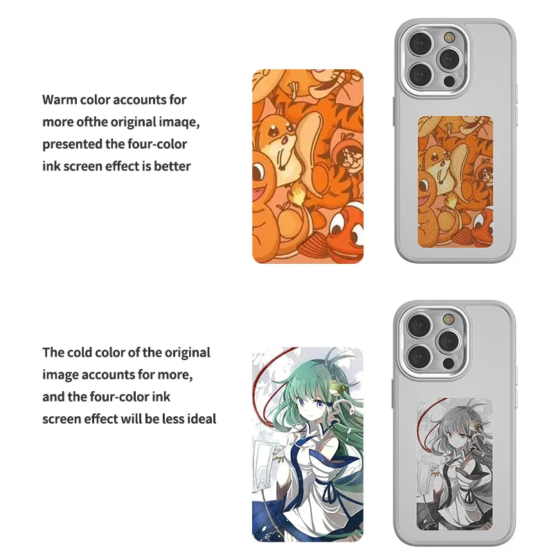 NFC DIY Picture Ink Phone Case for iPhone 16 15 14 13 Pro Max DIY Case Screen Phone Cover Cartoon Protection Funda Battery Free Caseverse