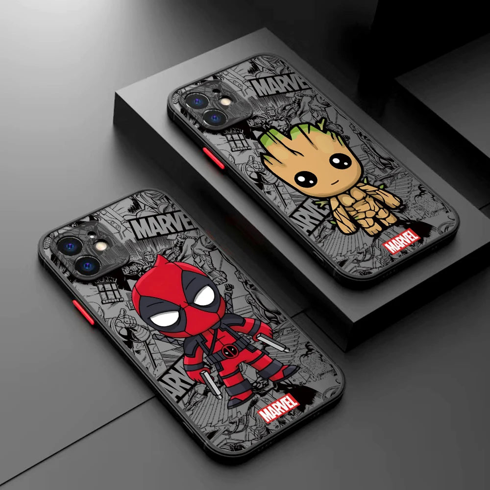 Deadpool Groot Venom Phone Case for Xiaomi Redmi Note 13 12 11 10 10A 10X 9 Prime 9S 8 Pro Plus 4G 5G Matte Clear Hard Cover - Caseverse