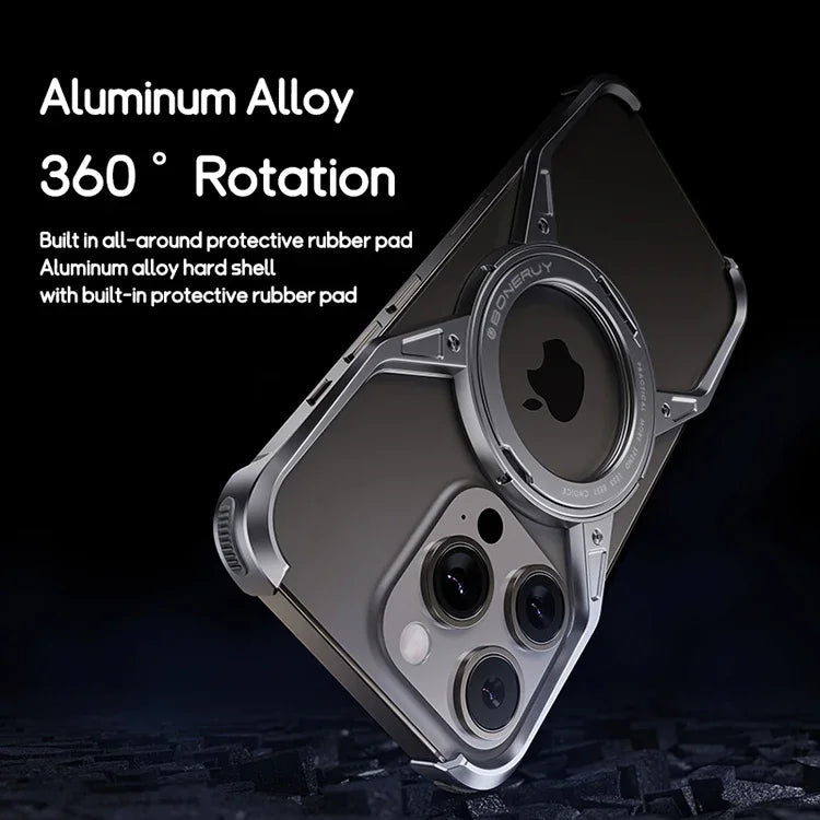 Metal Frameless Magsafe Magnetic Holder Phone Case For iPhone 16 15 14 13 Pro Max 16promax Aluminum Alloy Frame Shockproof Cover Caseverse