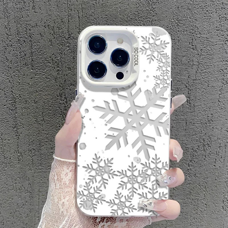 Bling Snowflakes Christmas Phone Case for Xiaomi Redmi Note 7 8 9 9S 10 11 12 13 Pro Plus 4G 5G Anti Fall Matte Back Cover - Caseverse