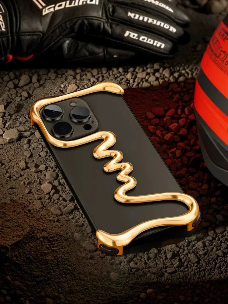 iPhone Phone Case Metal 3D Hollow Case For iPhone16 ProMax 14 15 Pro 16Plus  Aluminum Alloy Track Shell Air Bag Shockproof Cover Caseverse