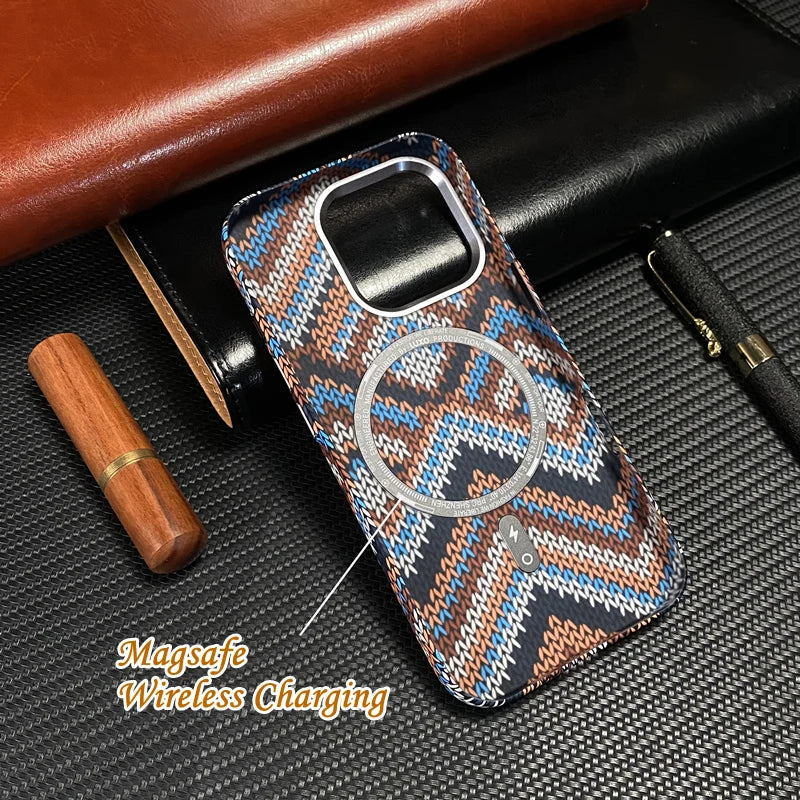 Ultrathin Metal Lens Magsafe Phone Case for iphone 16 pro max 15 Pro 14 Carbon Fiber Texture Matte Wireless Charge Hard PC Cover Caseverse