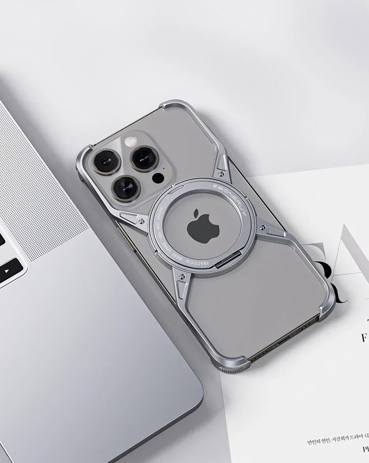 Metal Frameless Magsafe Magnetic Holder Phone Case For iPhone 16 15 14 13 Pro Max 16promax Aluminum Alloy Frame Shockproof Cover Caseverse