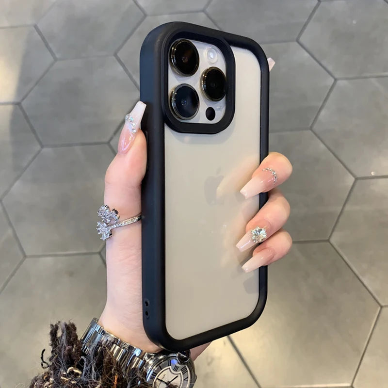 Matte Titanium gray rugged silicone case for iPhone 16 15 14 13 12 11 Pro Max thicken shockproof transparent hard phone cover Caseverse