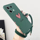 Note13 Big Red Heart Lanyard Silicone Phone Case For Xiaomi Redmi Note 13 13Pro Shatterproof Redmi Note 13ProPlus Back Cover