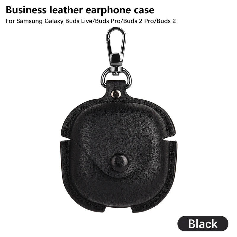 Luxury Leather Case For Samsung Galaxy Buds 2 Pro Buds Live Buds FE Case Bluetooth Wireless Headphones Protective Cover Keychain Caseverse